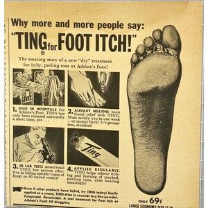 TING "Why More and More People Say: TING for Foot Itch" Vintage Print Ad 1954